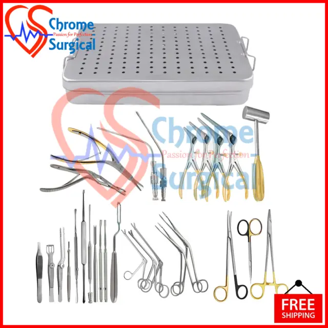 Septoplasty Nasal Surgery Instruments Set of 28 pcs with Stainless Steel Box