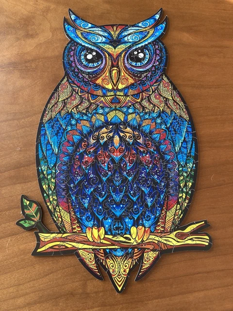 Unidragon Charming Owl Med Wooden Puzzle 187 Pieces VG Ages 14+ Whimsey pieces