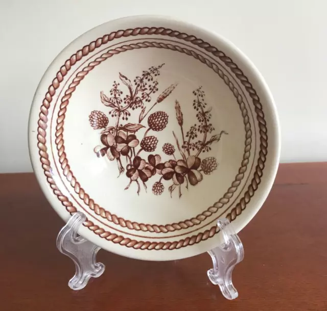 Vintage English Ironstone - Brown Leaves and Flowers -  6 1/2" Cereal/Soup Bowls