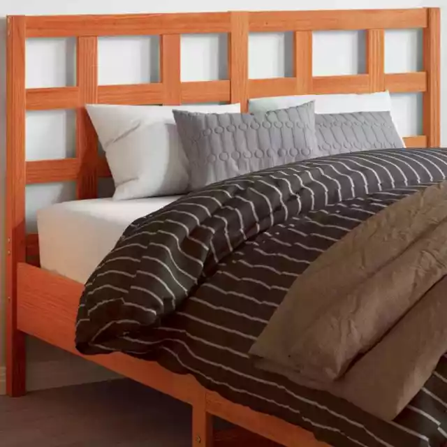 Cabecero de cama madera maciza de pino marrón cera 135 cm vidaXL