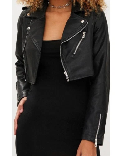 Donna 100% Originale pelle D'Agnello Ritagliata Motore Bolero Coprispalle Biker