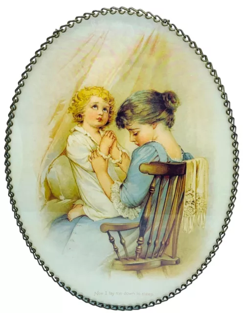 Gallery Graphics? Little Girl Bedtime Prayer Oval Flue Cover Chain Border Hanger