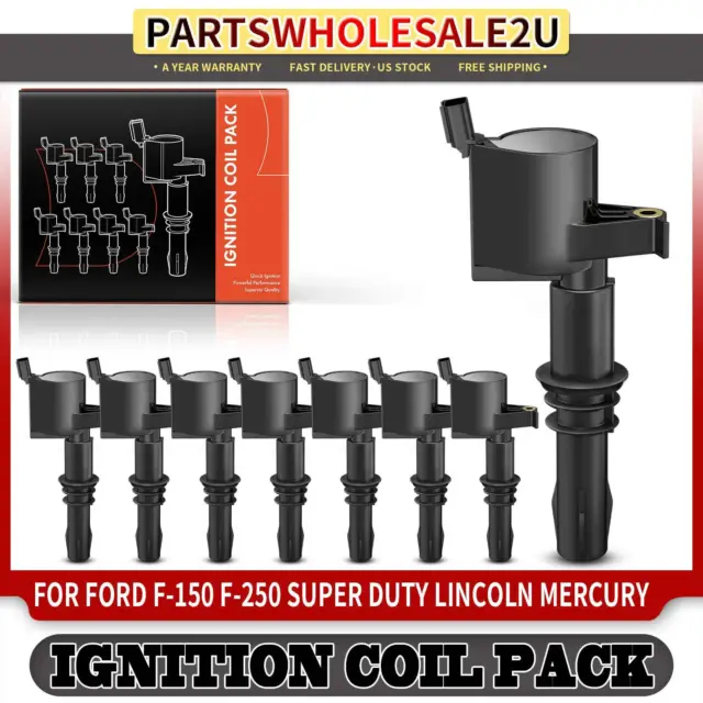 8x Black Ignition Coils For Ford F-150 F-250 F-350 Super Duty Lincoln Navigator