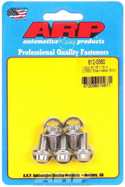 Arp S/S Bolt Kit - 12pt. (5) 5/16-18 x .560 612-0560