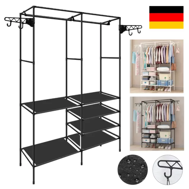 Kleiderständer Garderobenständer Kleiderstange Mit Ablagen Metall schwarz weiß