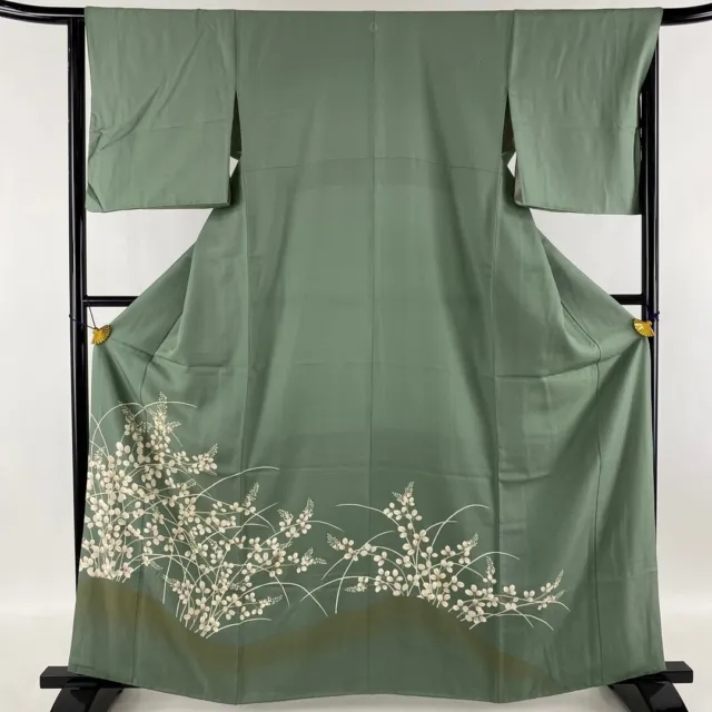 JAPANESE KIMONO IROTOMESODE 163.5cm 5' 4" PURE SILK VINTAGE ANTIQUE 6720