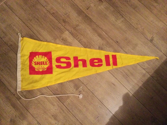 Fanion Vintage Shell – Jaune Et Rouge – Collection – Marque Pétrolière