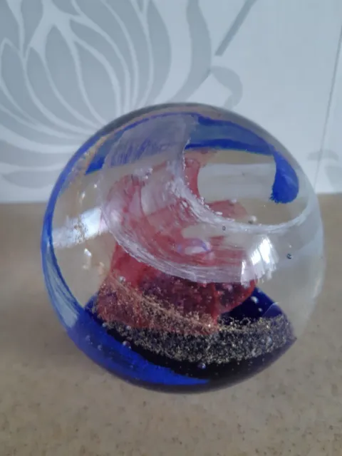Large Heavy Round - Blue/Red/White Swirl Paperweight