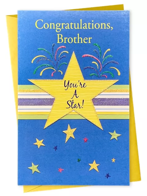 Nice GRADUATION Card FOR BROTHER, Congratulations Star by Gallant Greetings + ✉