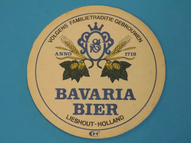 Vintage Brewery Beer Coaster ~ BAVARIA BIER ~ Lieshout, Holland ~ Founded 1719