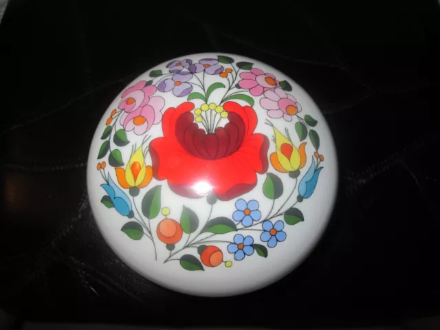 Kalocsa Hand Painted Porcelain Decorated Beautiful  Trinket Box