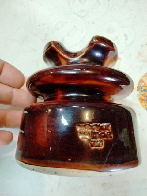 Ceramic Insulator Locke Hi-Top 77 Vintage Electrical Reddish Brown porcelain 2
