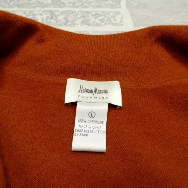Neiman Marcus Cashmere Cardigan Sweater Women Large Burnt Orange Single Button 2