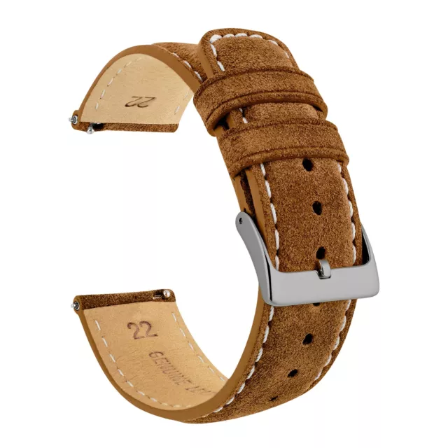 Cognac Brown Suede Beige Stitching Watch Band Watch Band