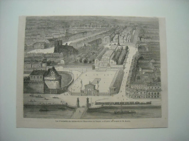 1861 Engraving. Nantes. Overview Of Exhibition Buildings.