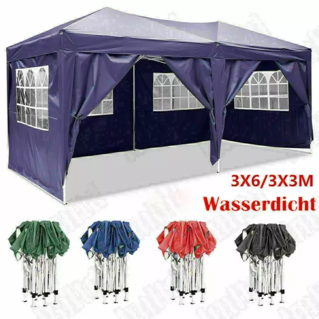 Profi Falt Pavillion, 3x3/6 m Faltbare Gartenpavillon, Partyzelt WASSERDICHT NEU