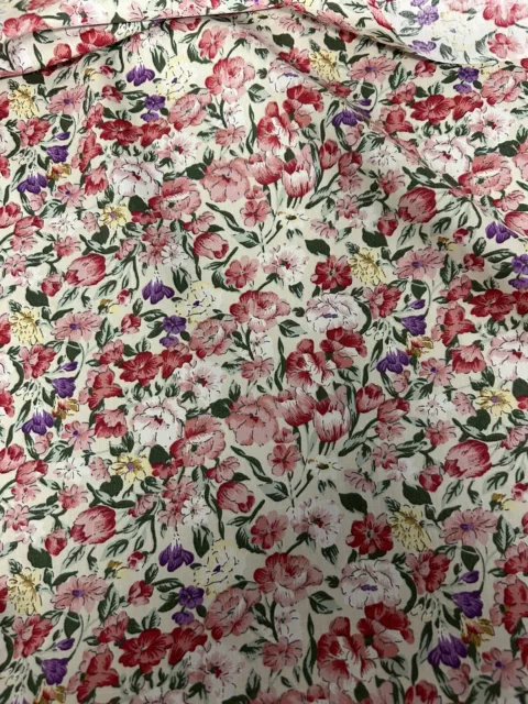 Ivory & Pink “Clare” Floral 100% Cotton Poplin Fabric. Per Metre