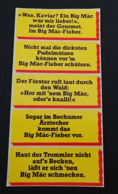 Werbe-Aufkleber Mc Donald´s Big Mäc Mac Sprüche 80er Fast Food Hamburger