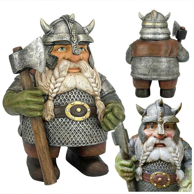 NORSE VICTOR VIKING Dwarf Gnome Garden Statue Yard Craft Ornament Lawn