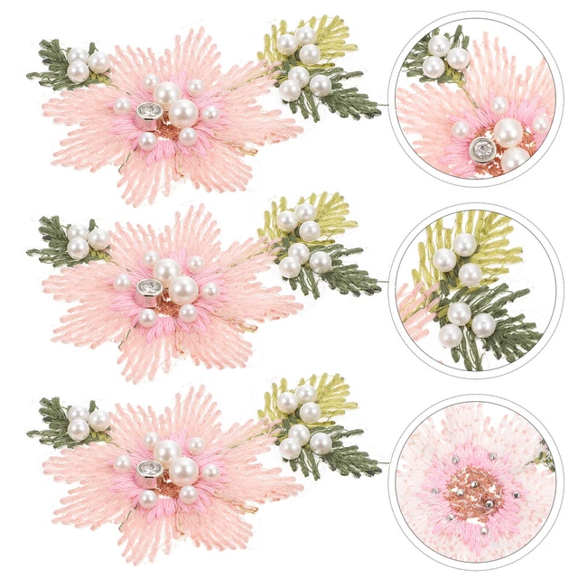 3 parches en forma de flor ropa apliques de costura hágalo usted mismo parches de costura