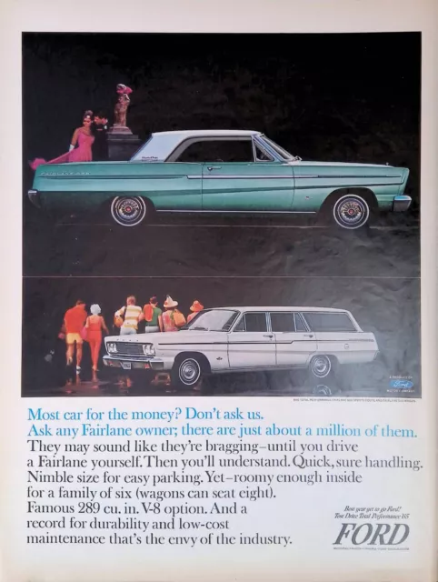 Print Ad 1964 Ford Fairlane 500 Sport Coupe V8 289 cu. in. Station Wagon