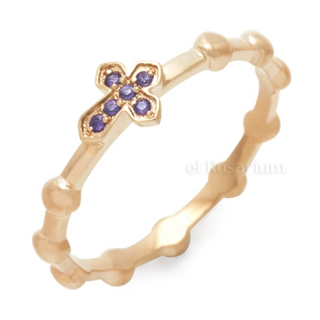 Rosary Ring PR40-37 10K Real Solid Gold Catholic Christian Ring (US 4 ~ 11)