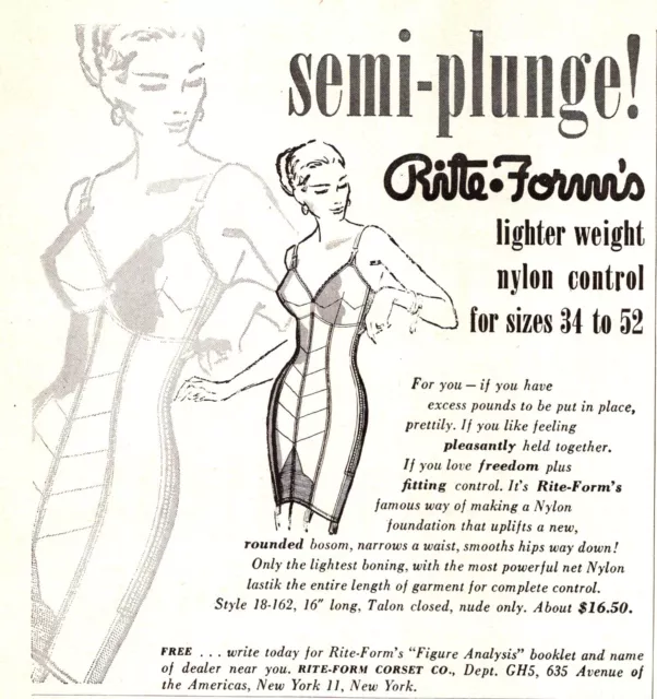 1950 women's Real-form girdle bra ponytail vintage fashion ad 