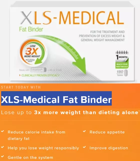 XLS Medical Fat Binder Weight Loss Supplement 180 Tablets for Men and Women.