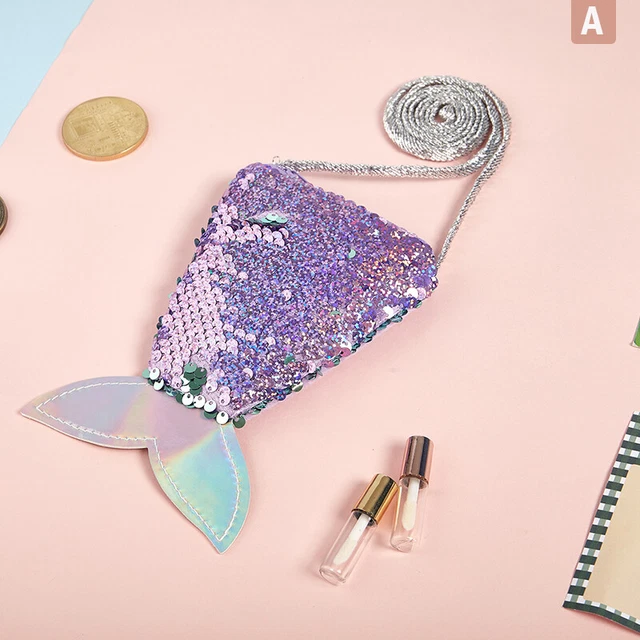 Paillettes da donna coda di sirena borsa monete ragazze portafoglio borse a tracolla borse per soldi