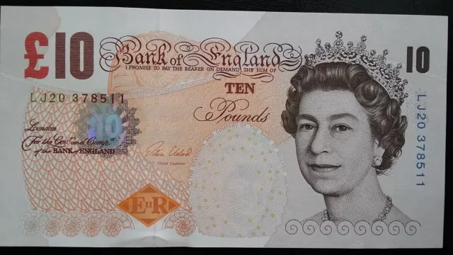 Queen Elizabeth GREAT BRITAIN £10 Pounds UK aUNC PAPER Banknote