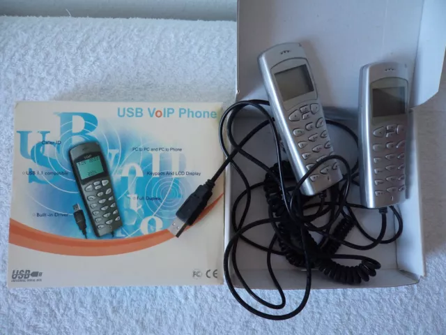 2 USB VoIP Internet Phones With Box PC-PC or PC-Tel Requires Windows 2000 or XP