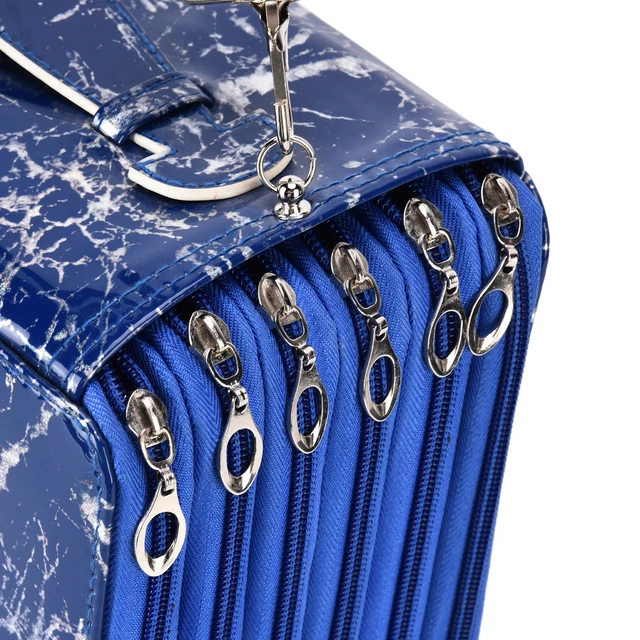 (Blu)Astuccio Grande Scatola Di Cancelleria Ordinatamente Arricciata Con