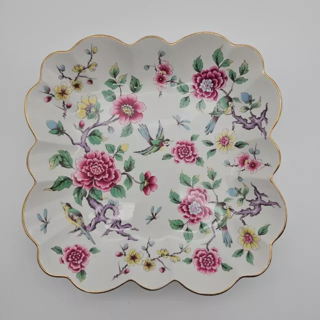 James Kent Old Foley Chinese Rose Bird Pattern Plate - 8inch Gold edging