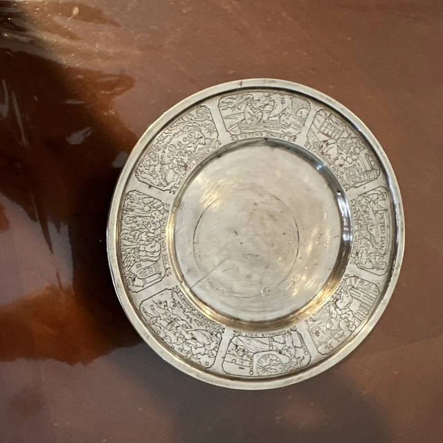 Antique Sterling Silver Nursery Rhyme Plate