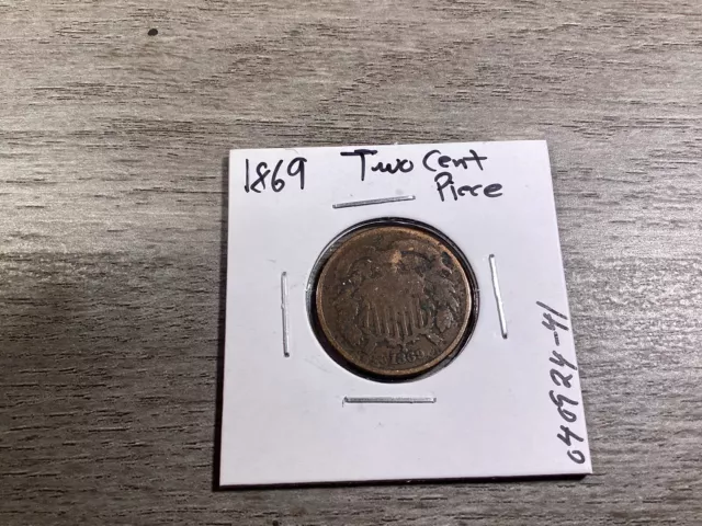 1869 Two-Cent Piece U.S. Copper Civil War Era Coin-040924-41