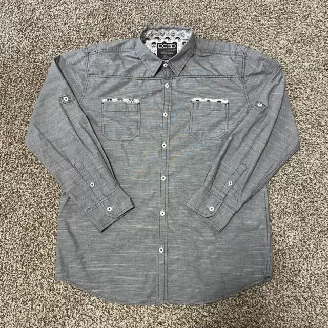 Drill Clothing Co Boys Division Gray Long Sleeve Button Up Shirt Size XL X-Large