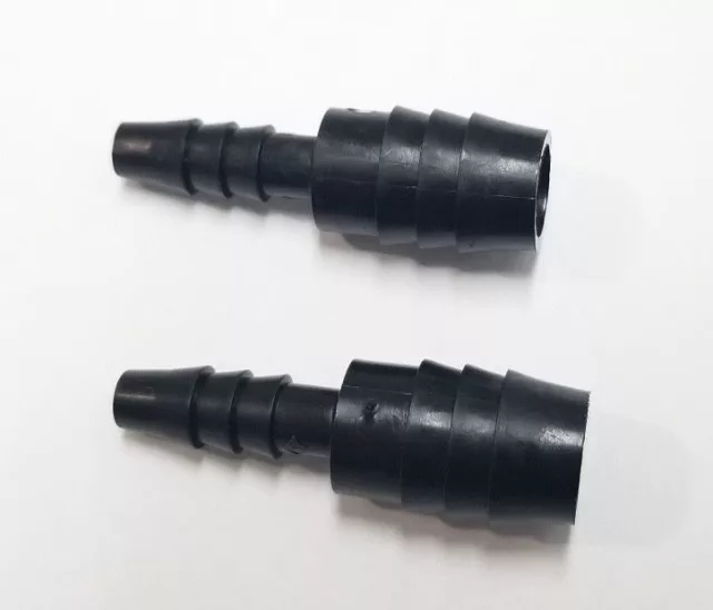 (2) Two 1/2" x 1/4" Hose ID Black HDPE Barbed Plastic Reducer Connector Fitting