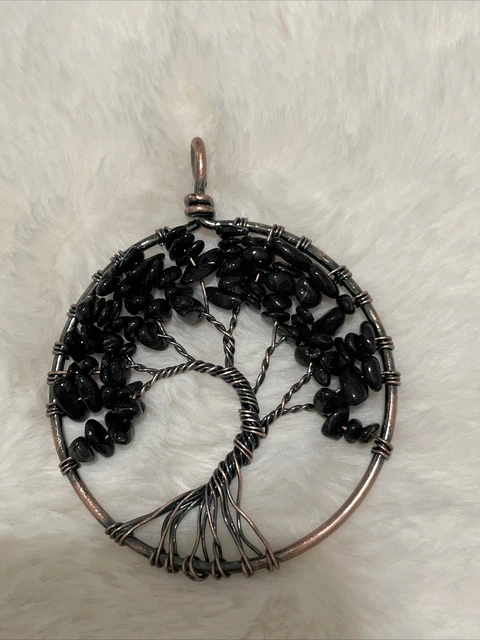Pendant Necklace Natural Gemstone Tree of Life 7 Chakra Healing Crystal Charm