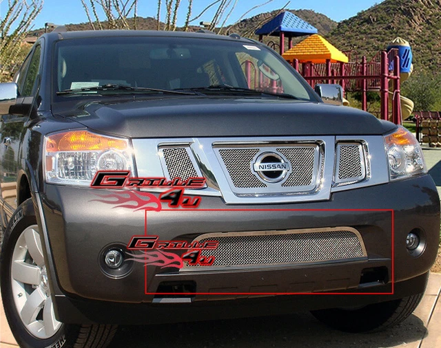 Fits 2008-2015 Nissan Armada Lower Bumper Stainless Chrome Mesh Grille Insert