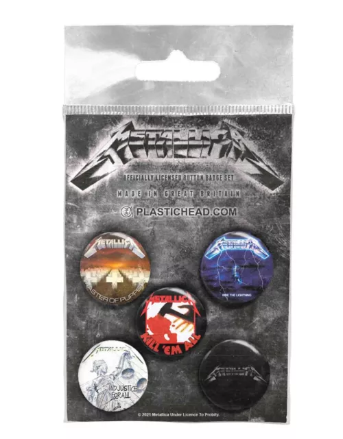 Metallica Button Badge Albums 1983-1991 Band Logo new Official Set Of 5