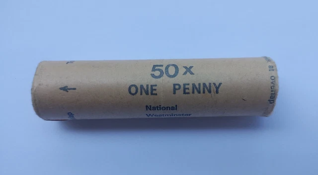 Great Britain Queen Elizabeth II' One New Penny 1971 ,1 x Sealed Rolls of 50.