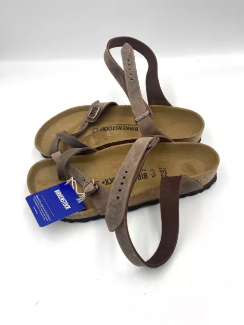 BIRKENSTOCK YARA HABANA leather toe-loop ankle strap sandals Brown W Sz ...