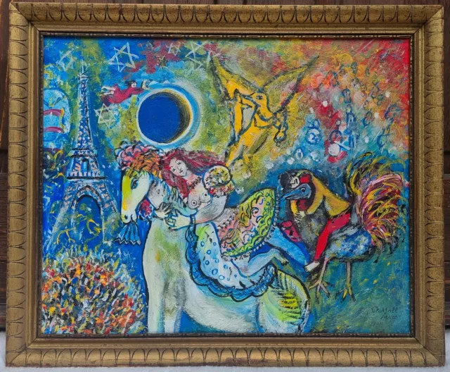 MARC CHAGALL PAINTING Paris Eiffel Horse Russian French Jewish ...
