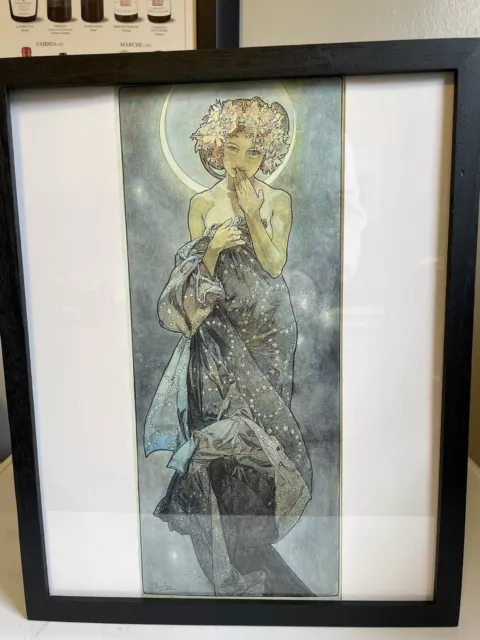 Mucha Moon and Stars (1902) Framed Print 12x15 Wall Art Nouveau Astrology Zodiac