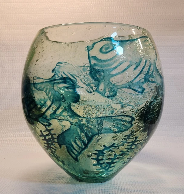 Kosta Boda Art Glass UNDERWORLD Blue Heavy Bowl, Olle Brozen, 7040721