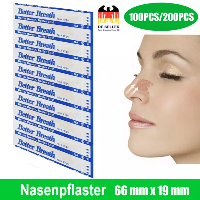 100-200X Nasenpflaster Better Breath Nasal Strips Besser Atmen Schnarchen DHL