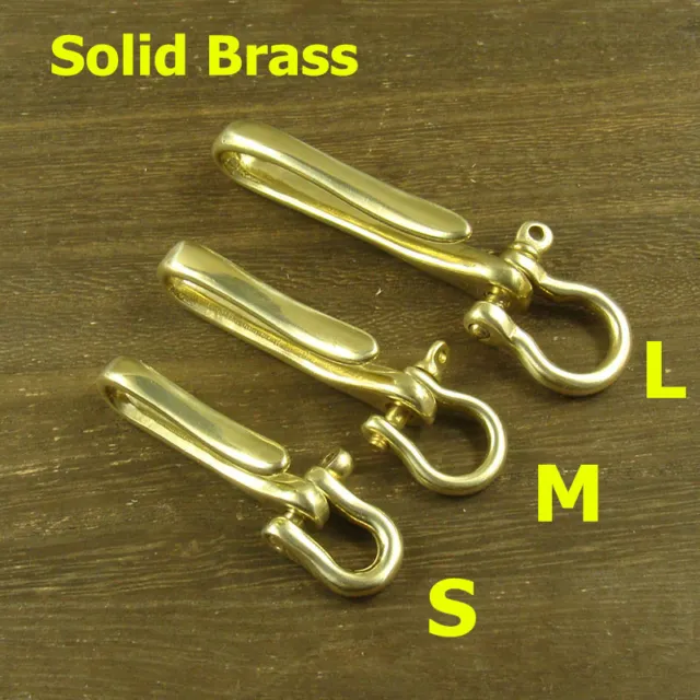 Brass Belt clip Bag Wallet Hook keychains Key Holder U Hook + Brass Shackle