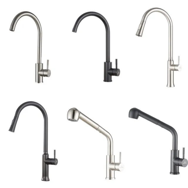 Kitchen Sink Mixer Tap with Pull Out Hose Spray Single Lever Stainless Steel