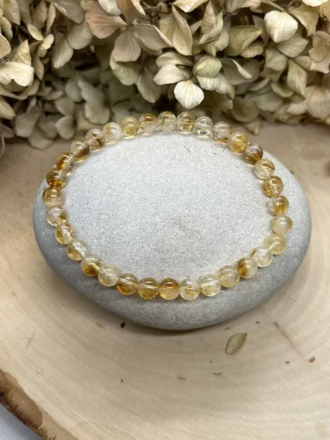 Citrine Bracelet Undyed Genuine Natural 6mm Beads Crystal AUS SELLER