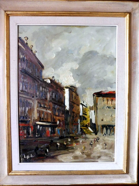 EMANUELE CAPPELLO grandioso olio su tela "In piazza", bella cornice EMANUELE CAPPELLO grandioso olio su tela "In piazza", bella cornice